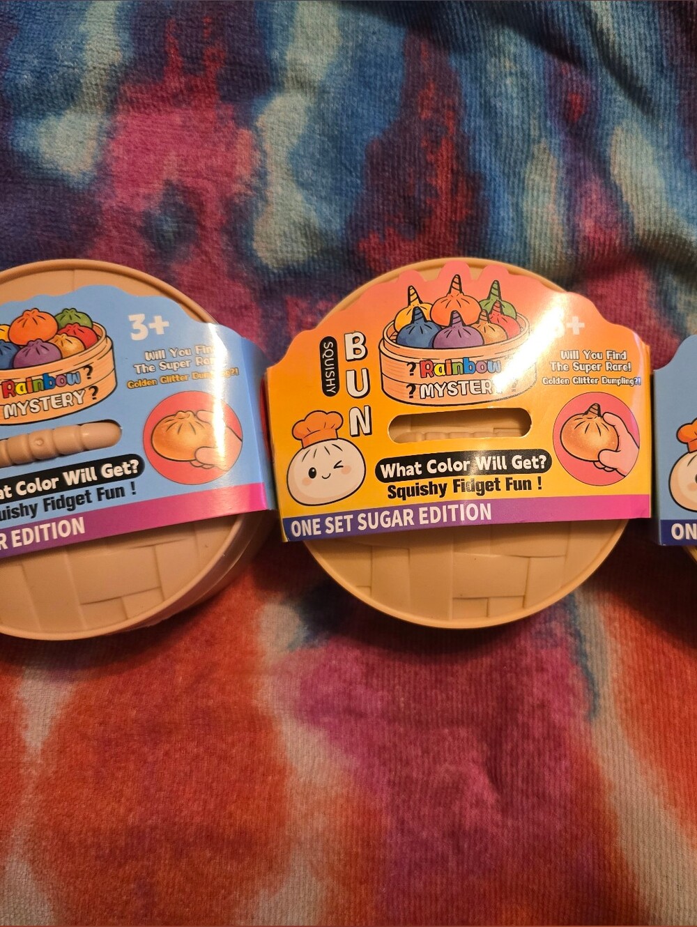 Squishy Bun Toy - Mystery Rainbow Edition - All 3 Included - Brand New
